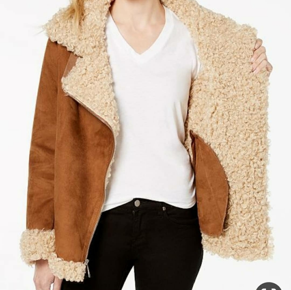Michael Kors womens retro and timeless faux shearling jacket.